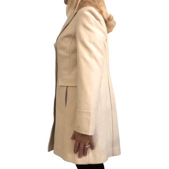 Donatella Ladies Pea Coat Wool Blend Size PL Off White Designer Buttons Front - Picture 2 of 8